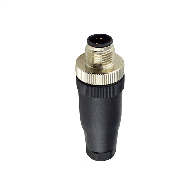 M12 4pins A code male straight plastic assembly connector PG7 thread, unshielded,suitable cable outer diameter 4.0mm-6.0mm